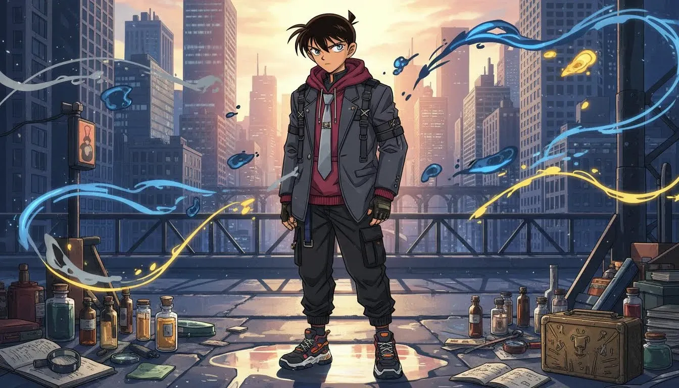 Detective Conan Shinichi Kudo Streetwear Fusion With Avant Garde Styling And Bold Layers