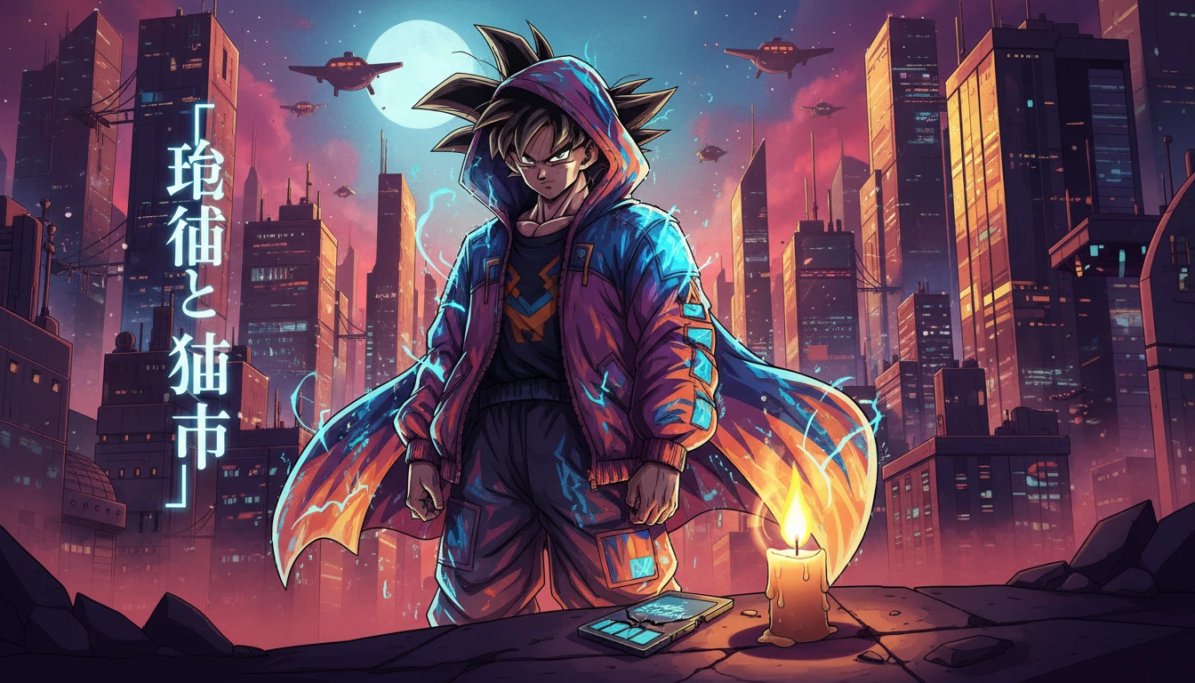 Слияние уличной моды Dragon Ball Goku с авангардными слоями и смелым футуристическим силуэтом