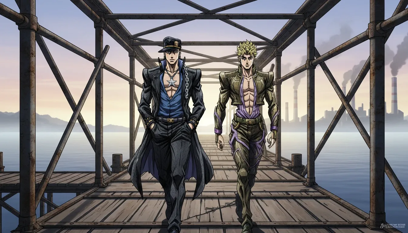 ジョジョの奇妙な冒険キャラクターがアバンギャルドストリートウェアスタイリングの融合ランウェイに登場