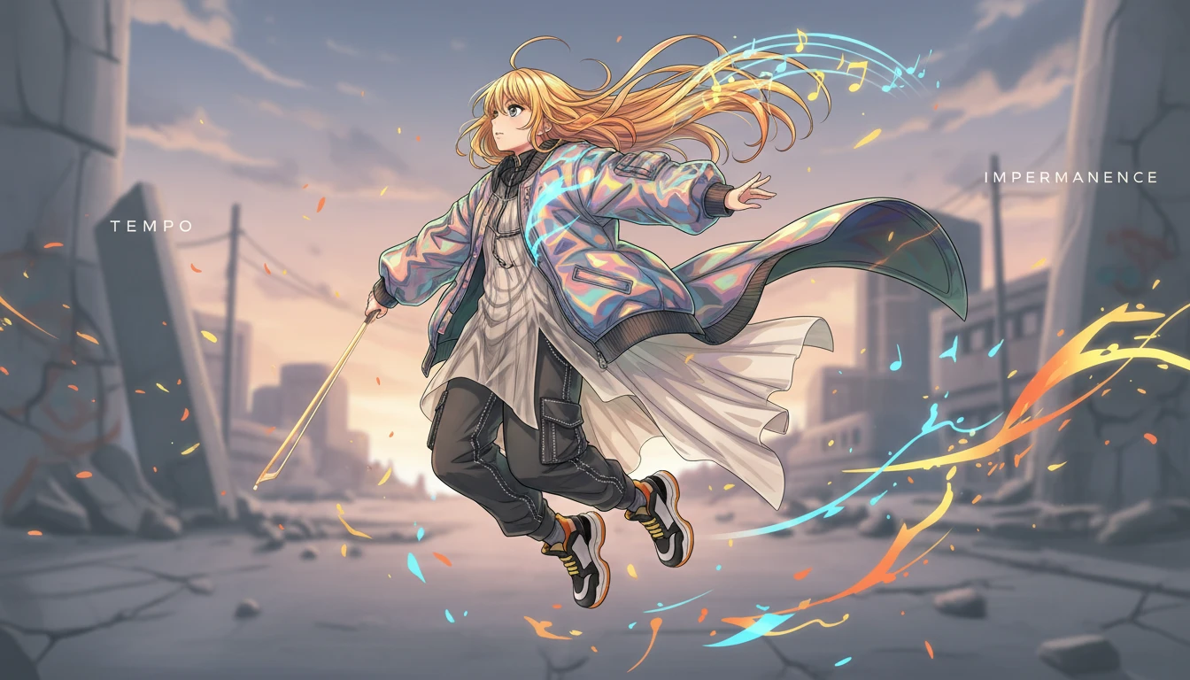 Kaori Miyazono im Streetwear-Remix von Your Lie in April mit avantgardistischen Silhouetten