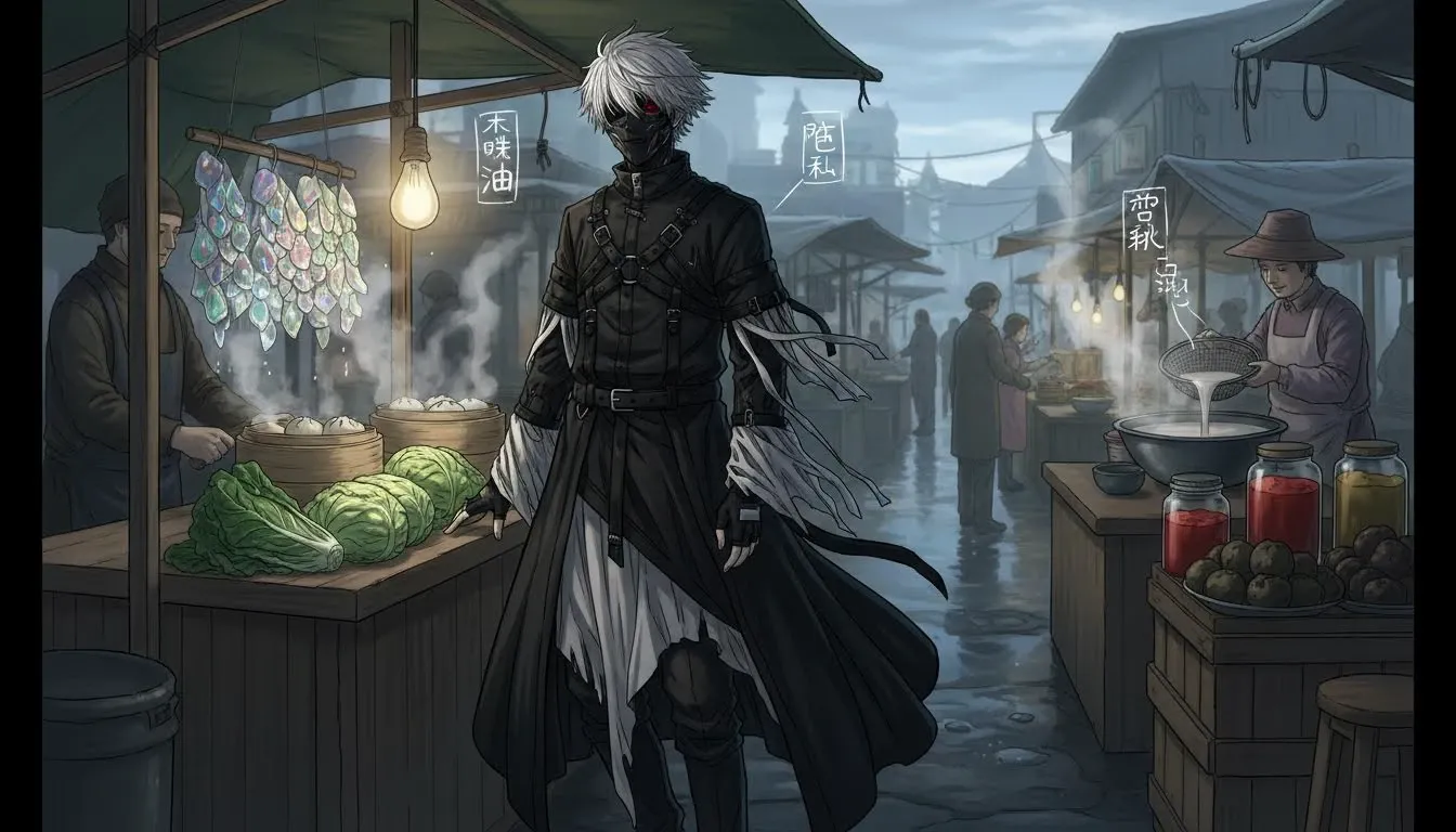 Remix Streetwear di Tokyo Ghoul Ken Kaneki con Stile Avanguardistico a Strati